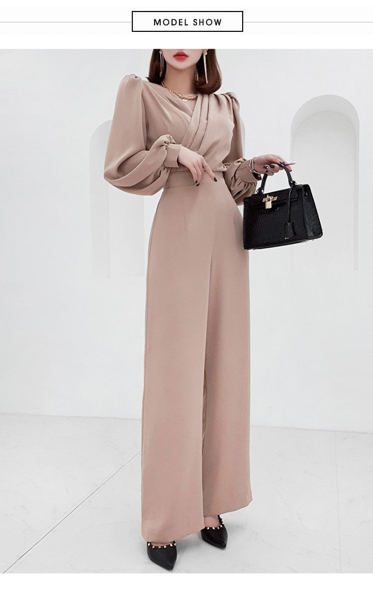 Women's V Neck Slim Fit Professional Jumpsuit