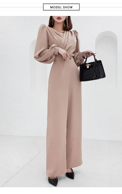 Women's V Neck Slim Fit Professional Jumpsuit