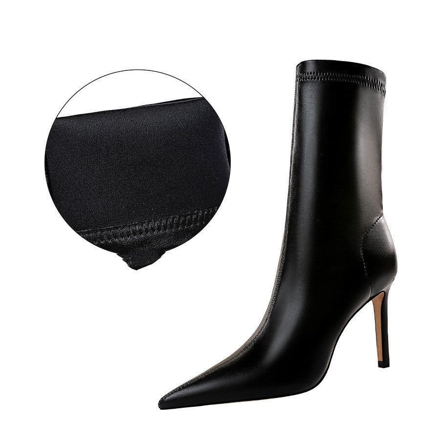 Women's Sexy Pointed Toe High Heel Short Boots