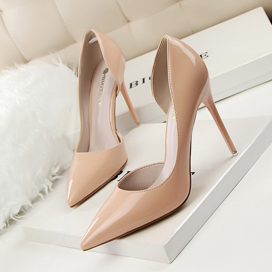 Elegant Women's Patent Leather Pointed Toe Stiletto Heels