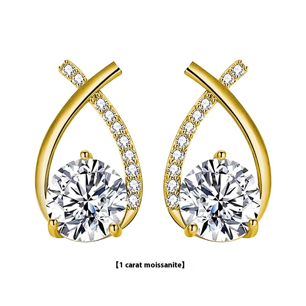 Moissanite Sterling Silver Fishtail Cross Earrings for Women