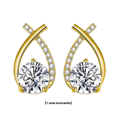 Moissanite Sterling Silver Fishtail Cross Earrings for Women