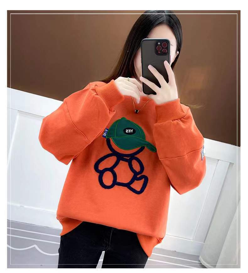 Women's Casual Loose Cartoon Round Neck Cotton Sweater