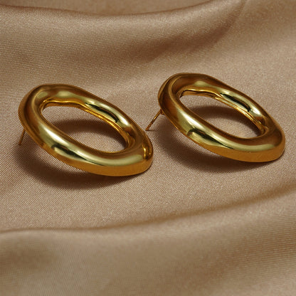 Women's 18K Gold Plated Hypoallergenic Oval Pendant Jewelry Set