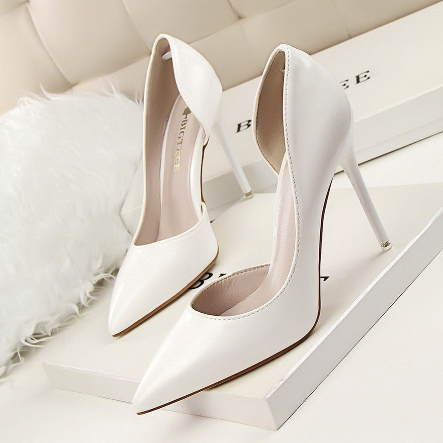 Elegant Women's Patent Leather Pointed Toe Stiletto Heels