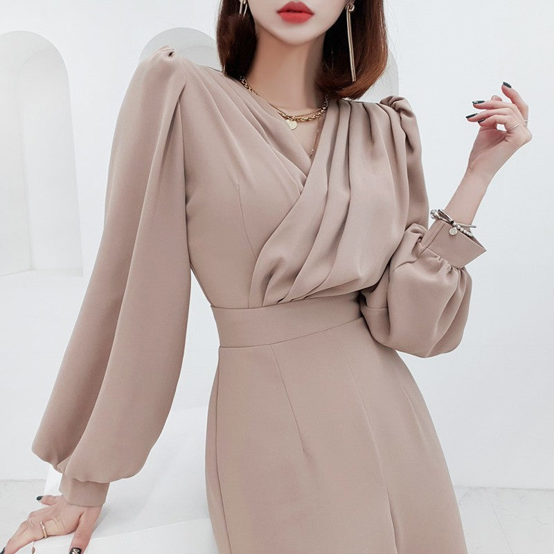 Women's V Neck Slim Fit Professional Jumpsuit