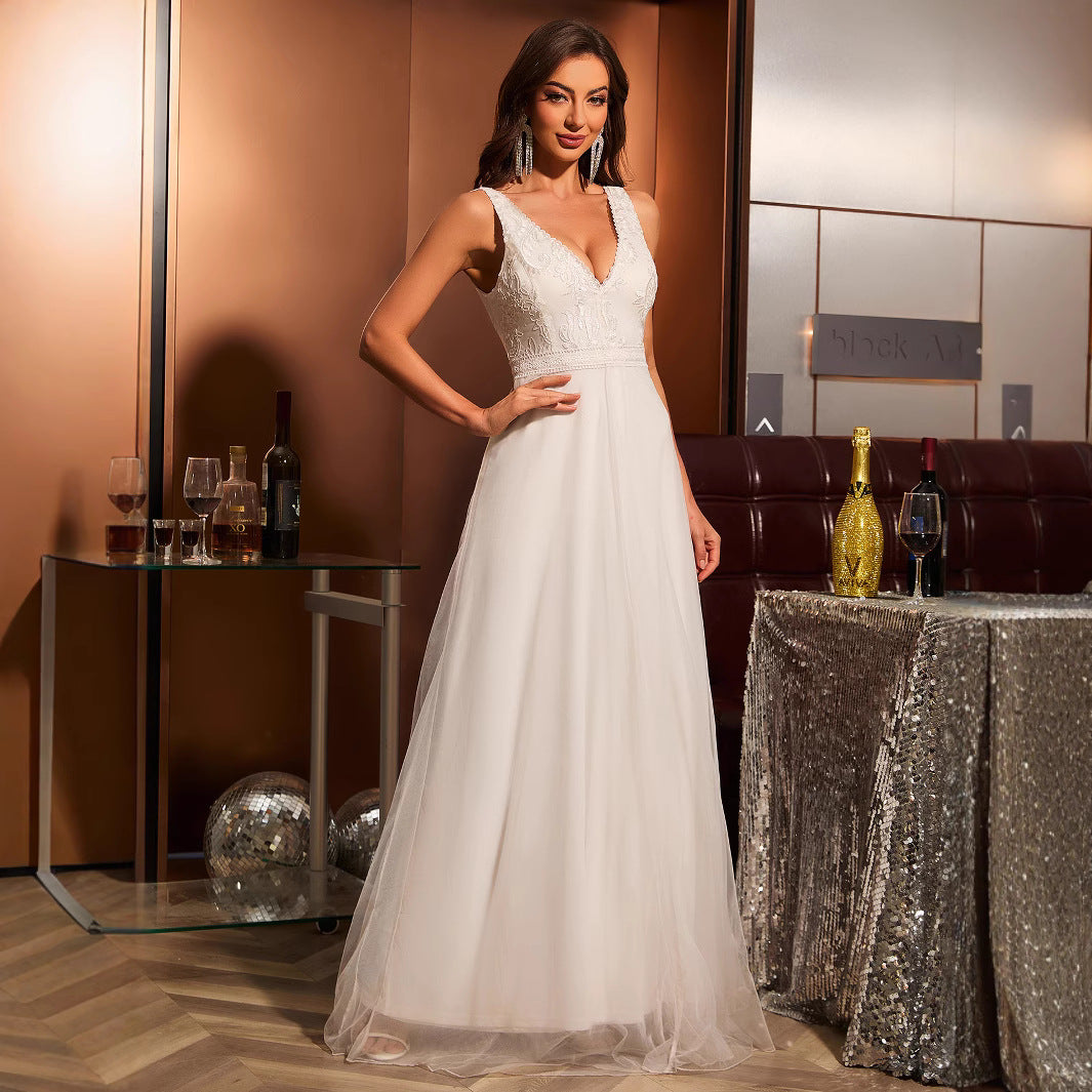 Women's Princess Style Wedding Dress White Lace Gauze