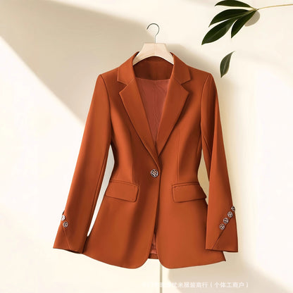 Women's Long Sleeve Fashion Suit Jacket with Stylish Buttons