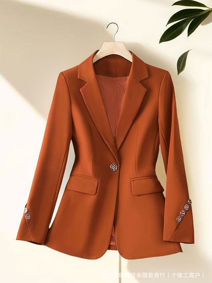 Women's Long Sleeve Fashion Suit Jacket with Stylish Buttons