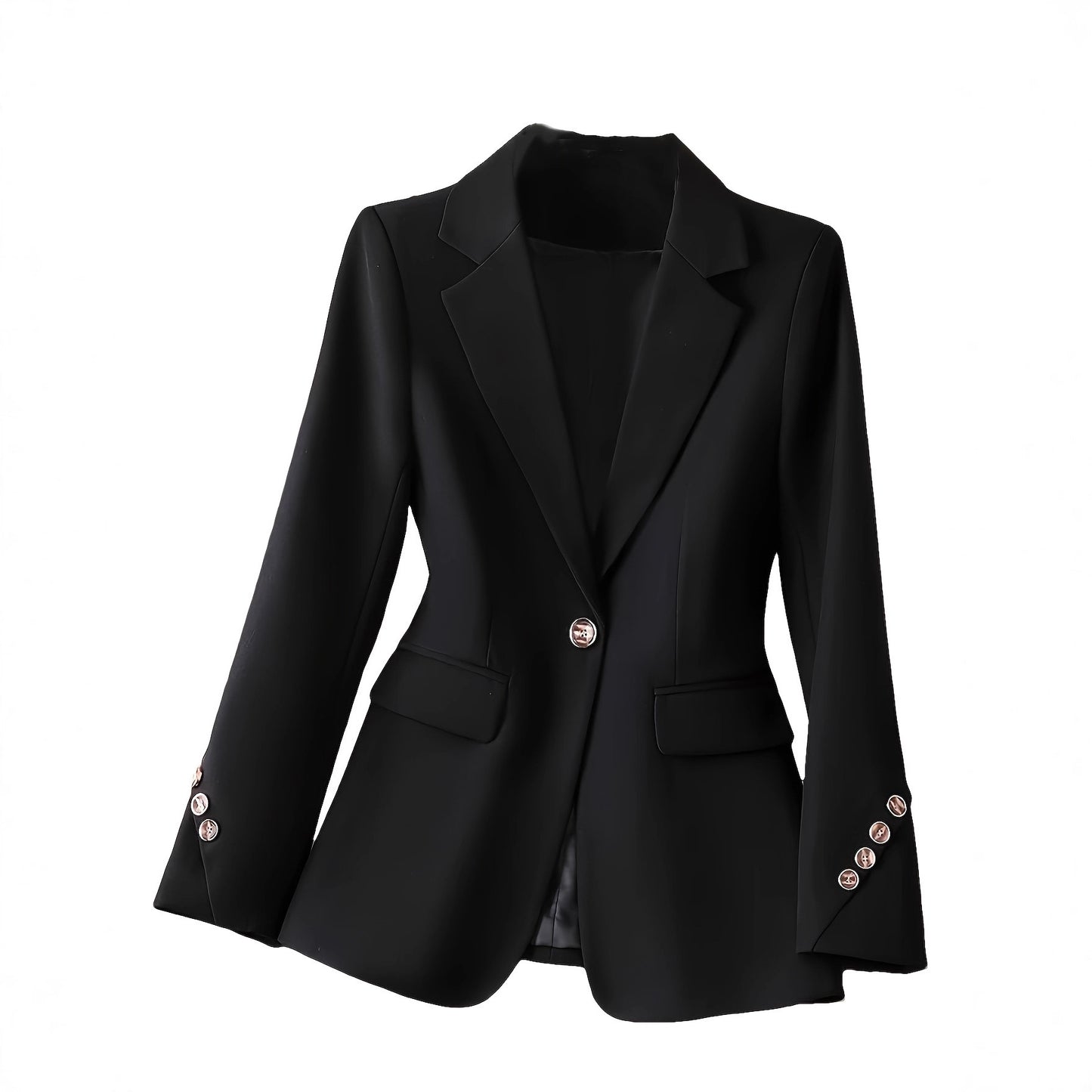 Women's Long Sleeve Fashion Suit Jacket with Stylish Buttons