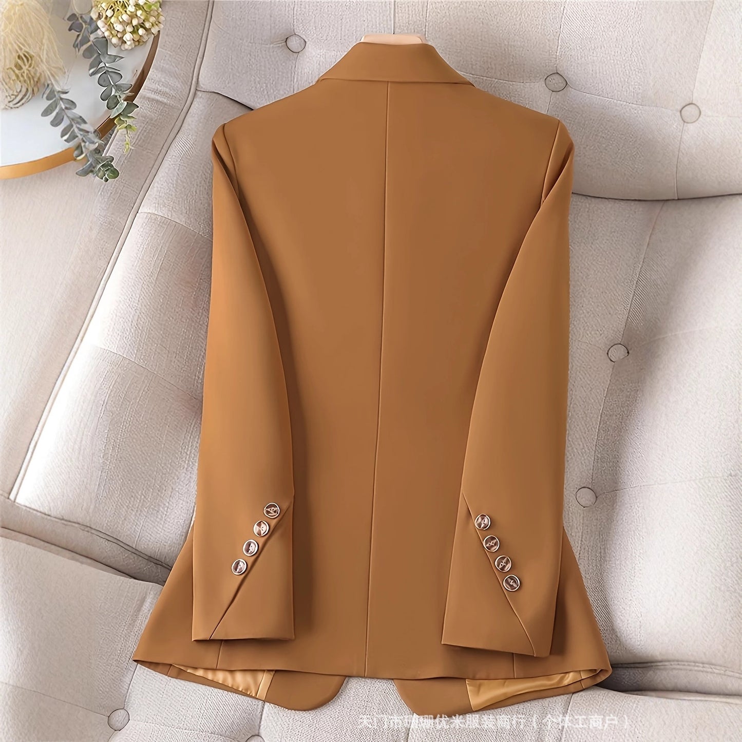 Women's Long Sleeve Fashion Suit Jacket with Stylish Buttons