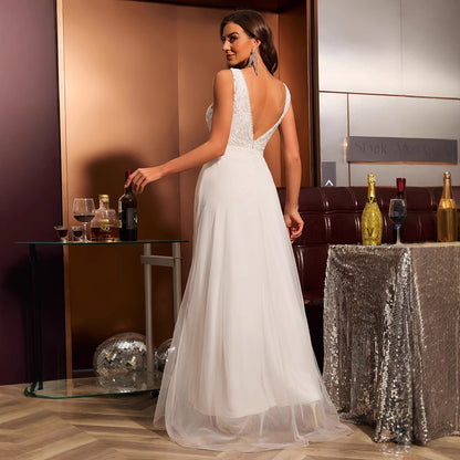 Women's Princess Style Wedding Dress White Lace Gauze