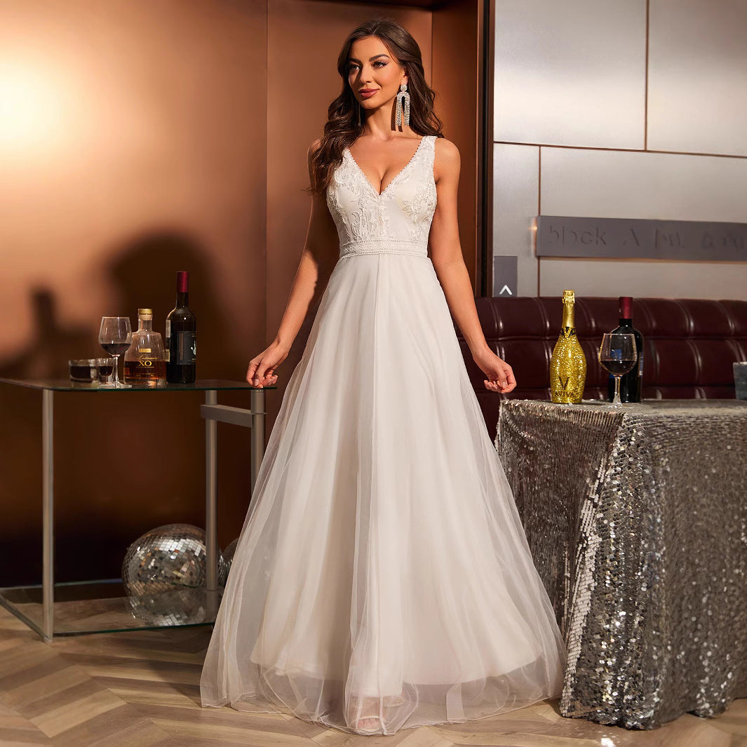 Women's Princess Style Wedding Dress White Lace Gauze