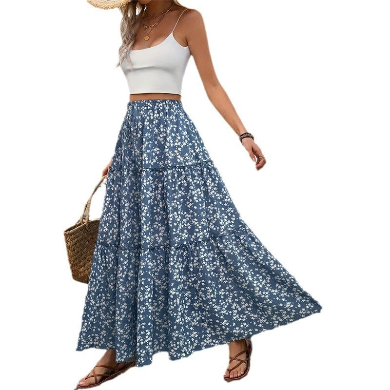 Tiered Floral Maxi Skirt