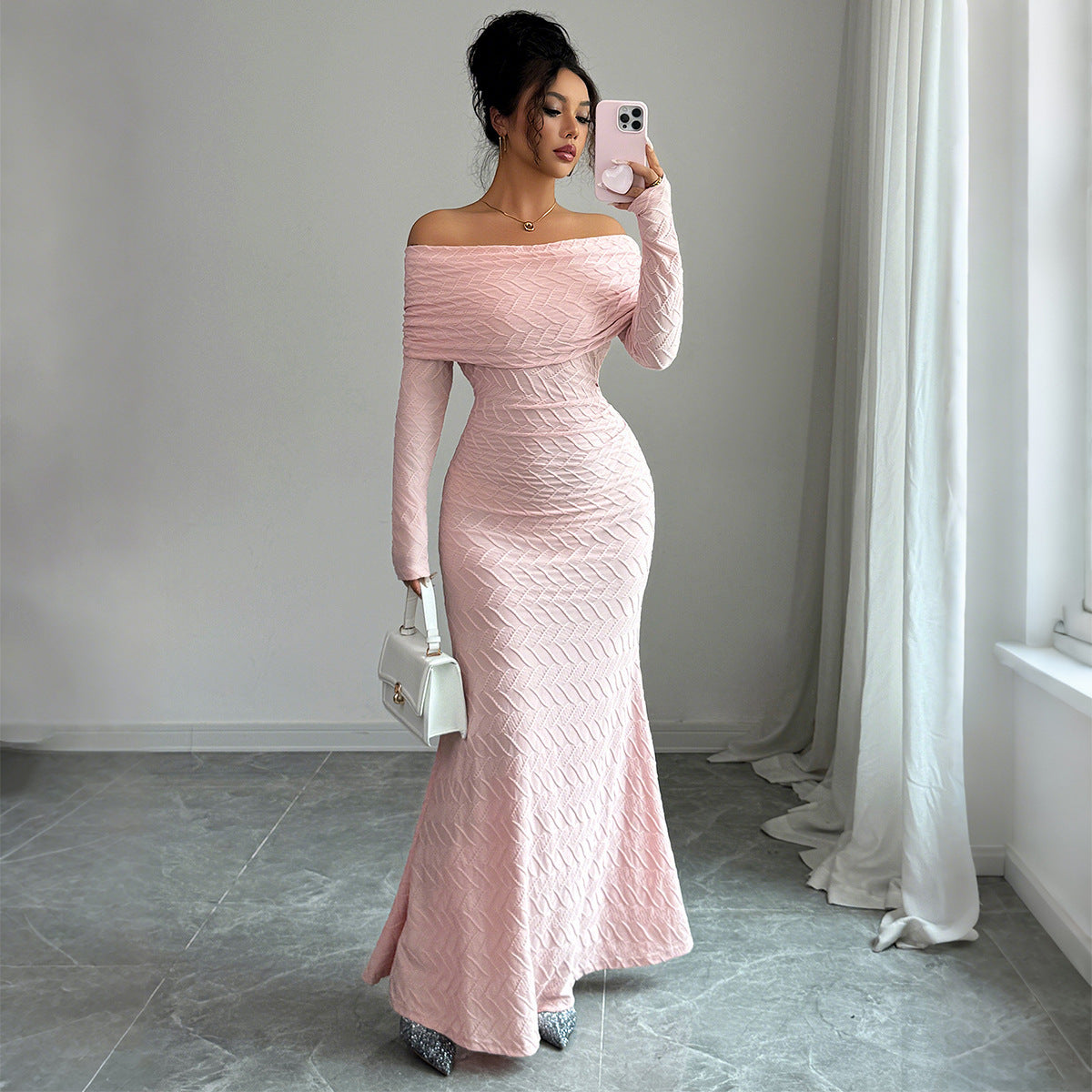 Women's Elegant Off-Shoulder Long Sleeve Dress