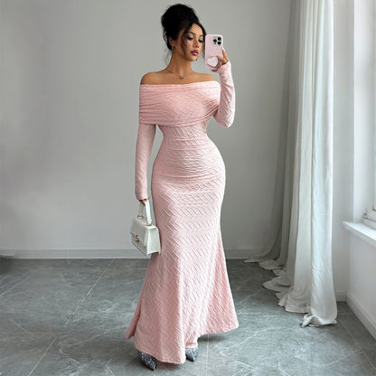 Women's Elegant Off-Shoulder Long Sleeve Dress