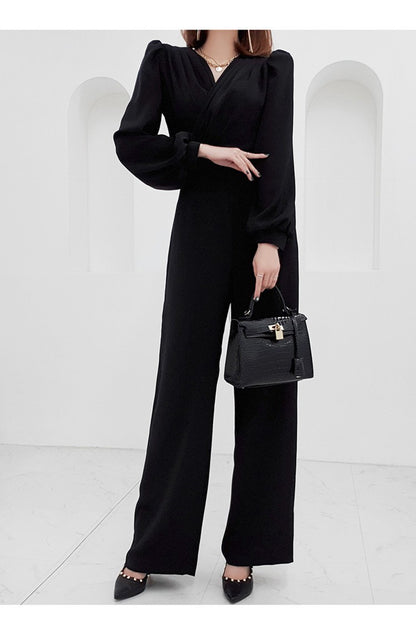 Women's V Neck Slim Fit Professional Jumpsuit