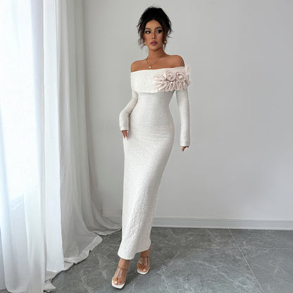 Flower Off-Shoulder Maxi Dress