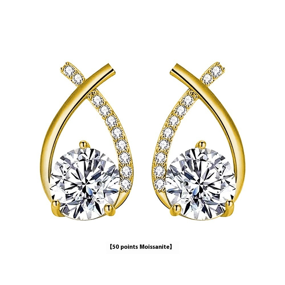 Moissanite Sterling Silver Fishtail Cross Earrings for Women