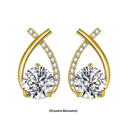 Moissanite Sterling Silver Fishtail Cross Earrings for Women