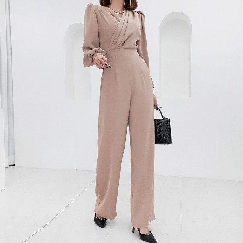 Women's V Neck Slim Fit Professional Jumpsuit