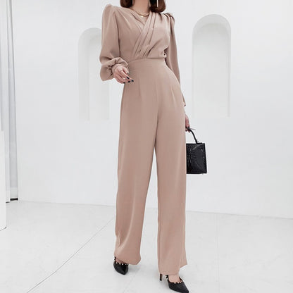 Women's V Neck Slim Fit Professional Jumpsuit