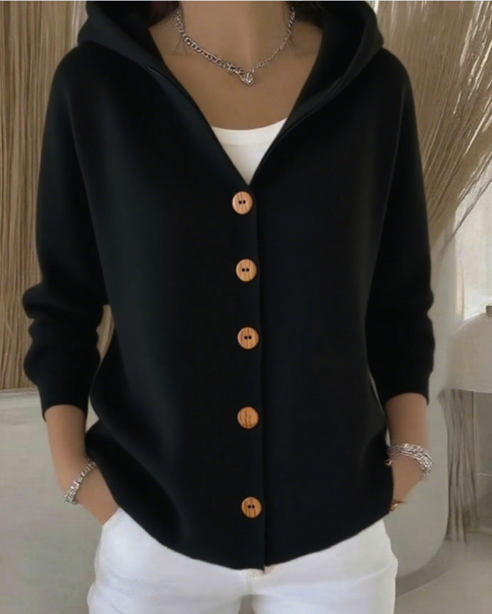 Women's Hooded Button Knitted Cardigan Sweater