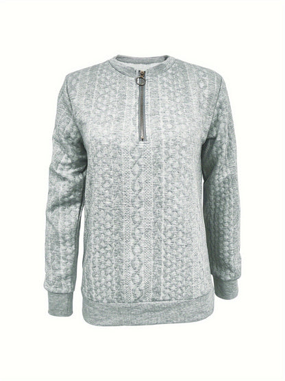 Texture Half Zip Long Sleeve Sweatshirt