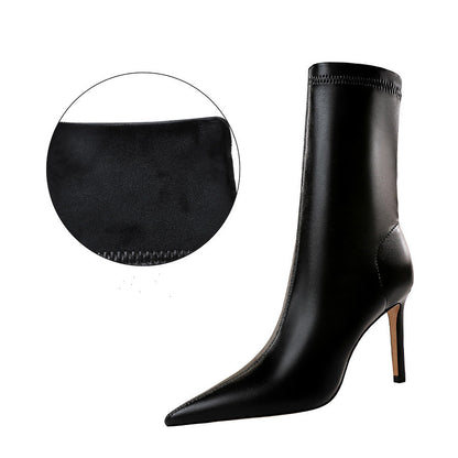 Women's Sexy Pointed Toe High Heel Short Boots