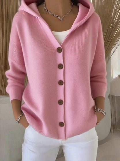 Women's Hooded Button Knitted Cardigan Sweater
