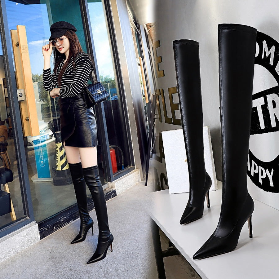 Sexy Women’s Thigh High Boots Stiletto Heel Pointed Toe Design