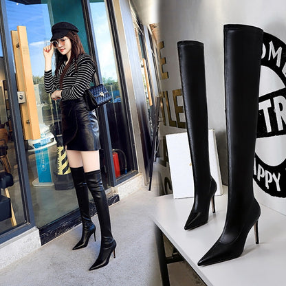 Sexy Women’s Thigh High Boots Stiletto Heel Pointed Toe Design
