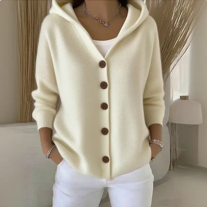 Women's Hooded Button Knitted Cardigan Sweater