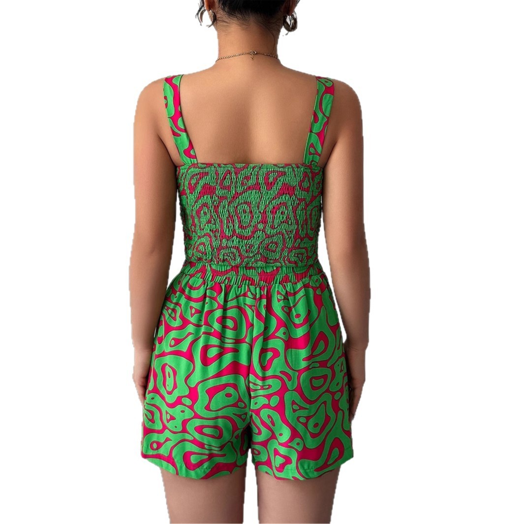 Women's Floral Print Spaghetti Strap Shorts Set