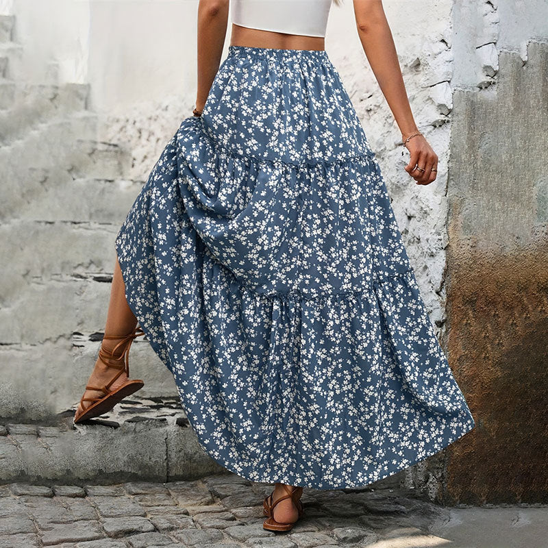 Tiered Floral Maxi Skirt