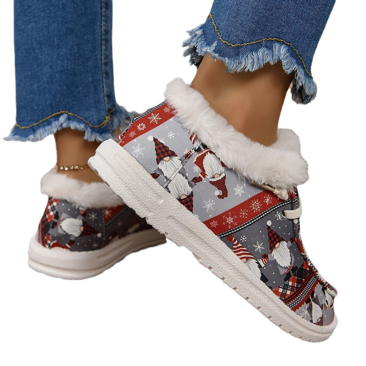 Christmas Print Round Toe Sneakers