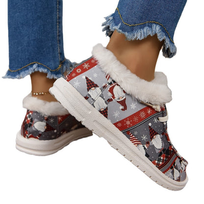 Christmas Print Round Toe Sneakers