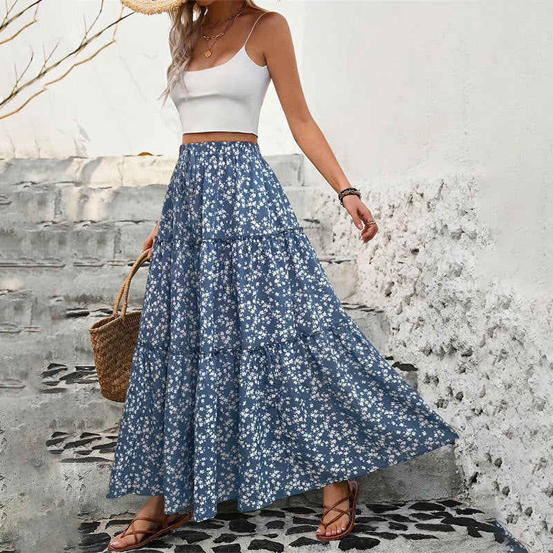 Tiered Floral Maxi Skirt