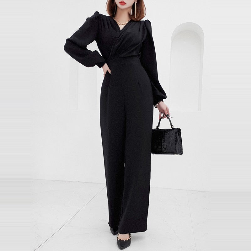 Women's V Neck Slim Fit Professional Jumpsuit