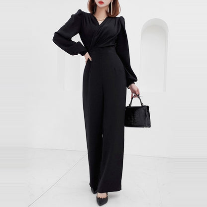 Women's V Neck Slim Fit Professional Jumpsuit