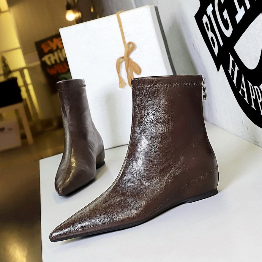 Chic Retro Women’s Boots – Low Hidden Heel, Casual Comfort Design