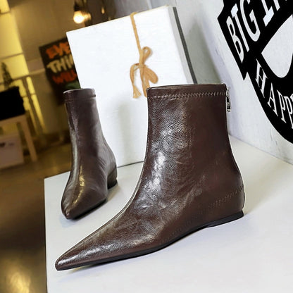 Chic Retro Women’s Boots – Low Hidden Heel, Casual Comfort Design